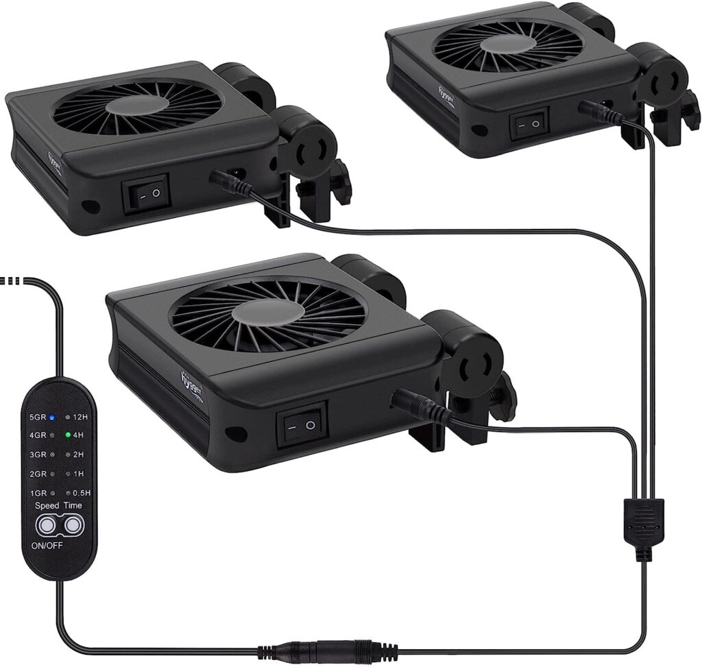 Three black fans and a inline controller 